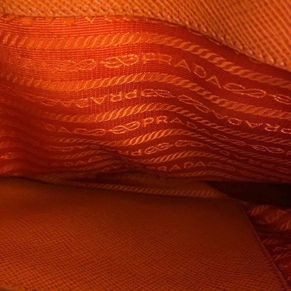 Authentic Prada Saffiano Cuir Large Double-Zip Tote Bag, Orange - Picture 9 of 13